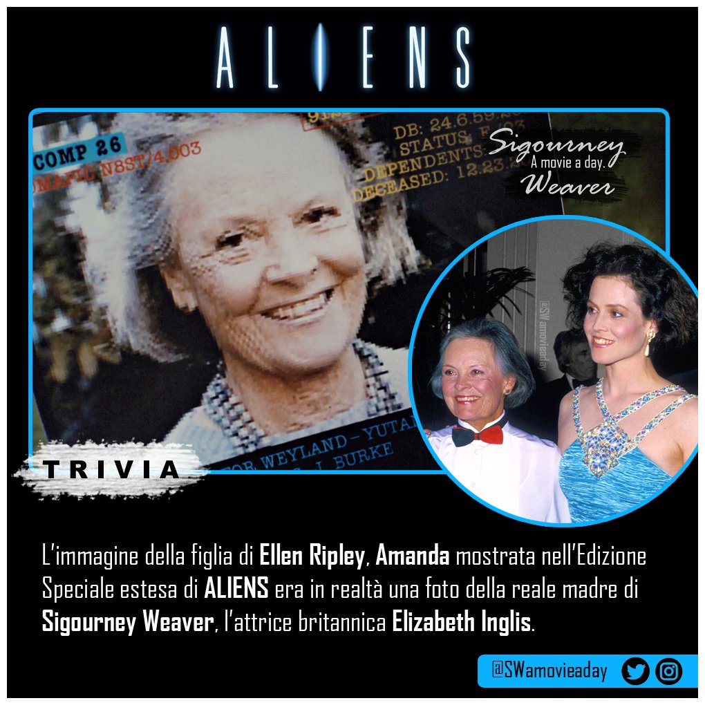 SWamovieaday's tweet photo. #Aliens #Trivia #AlienDay #AmandaRipley #EllenRipley #SigourneyWeaver #ElizabethInglis https://t.co/I7P7CFe98B