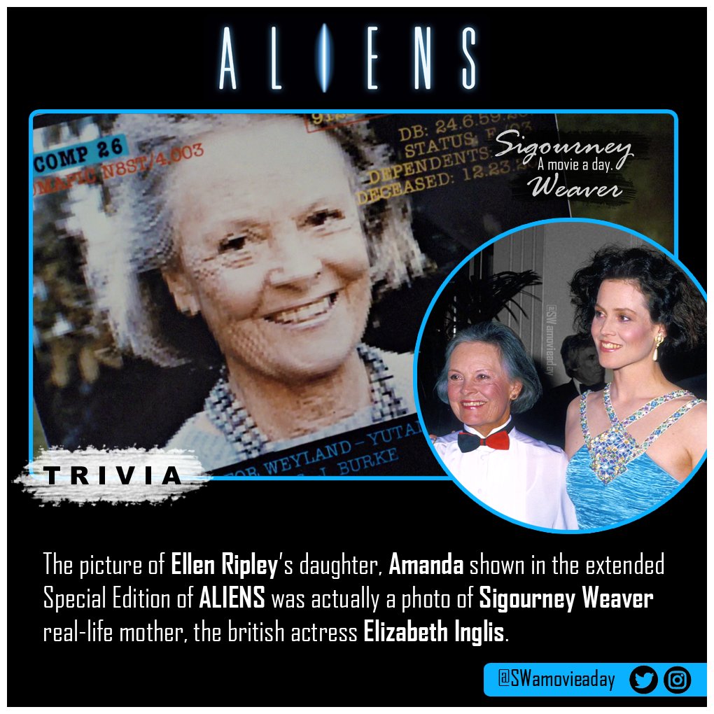 SWamovieaday's tweet photo. #Aliens #Trivia #AlienDay #AmandaRipley #EllenRipley #SigourneyWeaver #ElizabethInglis https://t.co/pZ7PJQWK7C
