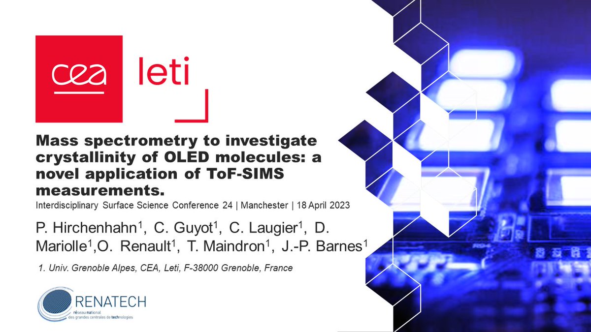 phirchenhahn's tweet photo. Last week I had the pleasure to present our latest advances on using mass spectrometry to investigate the cristalization of OLED molecules at ISSC-24 Manchester UK.

#ISSC24 #ToFSIMS #cristalization #OLED https://t.co/oHzxlcnlLf