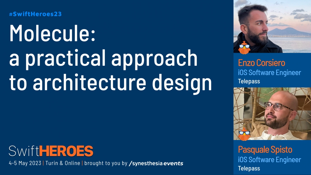 Another great talk on architecture at #SwiftHeroes23 <a href="/Enzocorsiero/">Enzo</a> and <a href="/PasqualeSpisto/">Pasquale Spisto</a> will take you through scaling a new architecture and how it interfaces with the former one. swiftheroes.com/2023/speakers/