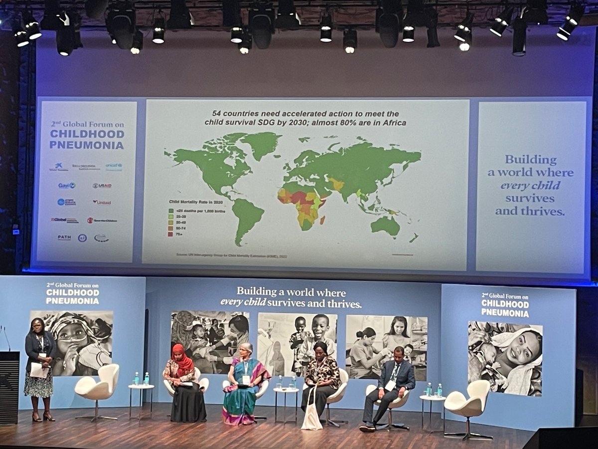 At the #globalpneumoniaforum today, partners highlight that 54 countries are off-track to meet the child survival SDG by 2030 - almost 80% are in #Africa. The leading killers of children are pneumonia, diarrhea and malaria. We need #childsurvivalaction now!