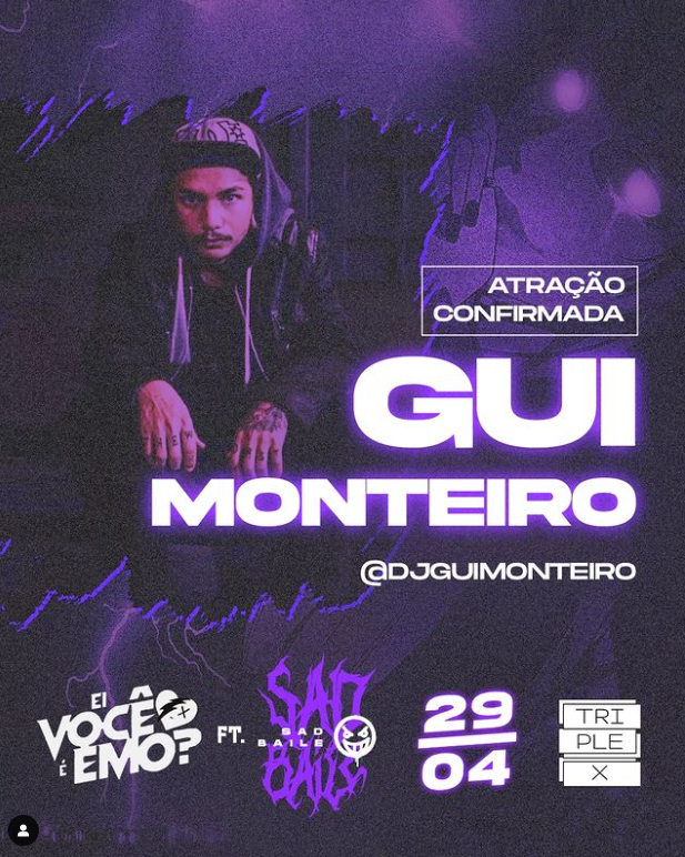 sadbaile's tweet photo. ATRAÇÃO CONFIRMADA 🖤

Nosso DJ @djguimonteiro está confirmado mais uma vez para nosso set lindo de trance dessa edição 💜

Tá esperando o quê pra garantir seu ingresso? 🎫

No dia 29/04 📅 na @triplexbarrafunda 📍 das 23 as 6h ⏱️ https://t.co/5r3PXX5SoQ
