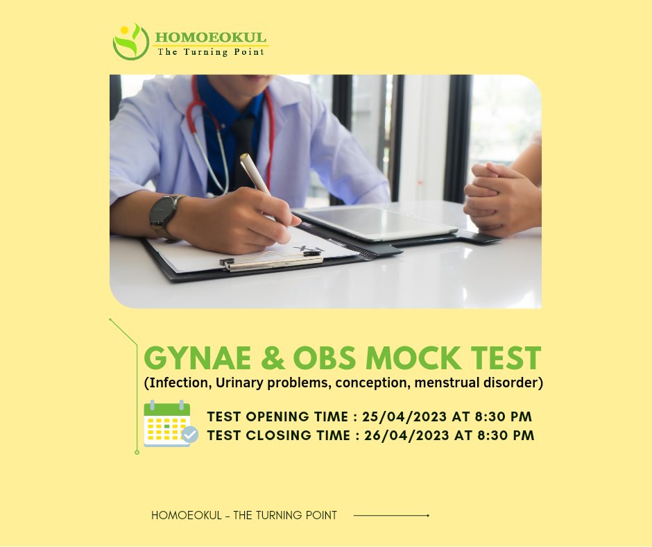 homoeokul's tweet photo. Take Gynae and Obs Mock Test today.

All the Best.

#homeokul #homoeokul #homeokultest #gynecology #obstetricia #completetest #testprep #testseries #onlinetest #testyourself https://t.co/iESiGa8Kw3