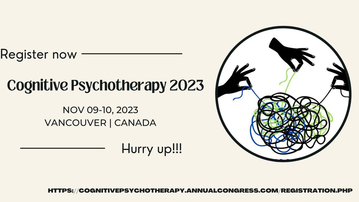 rubyjane789's tweet photo. Attention all psychiatrist and Neuropsychotherapy professionals! Registration for the International Congress on Cognitive Psychotherapy is now open. Join us in Vancouver, Canada on Nov 09-10, 2023 for an unforgettable experience  

Abstract submission : https://t.co/hCTexBZpFd https://t.co/uVMXW9SPQK