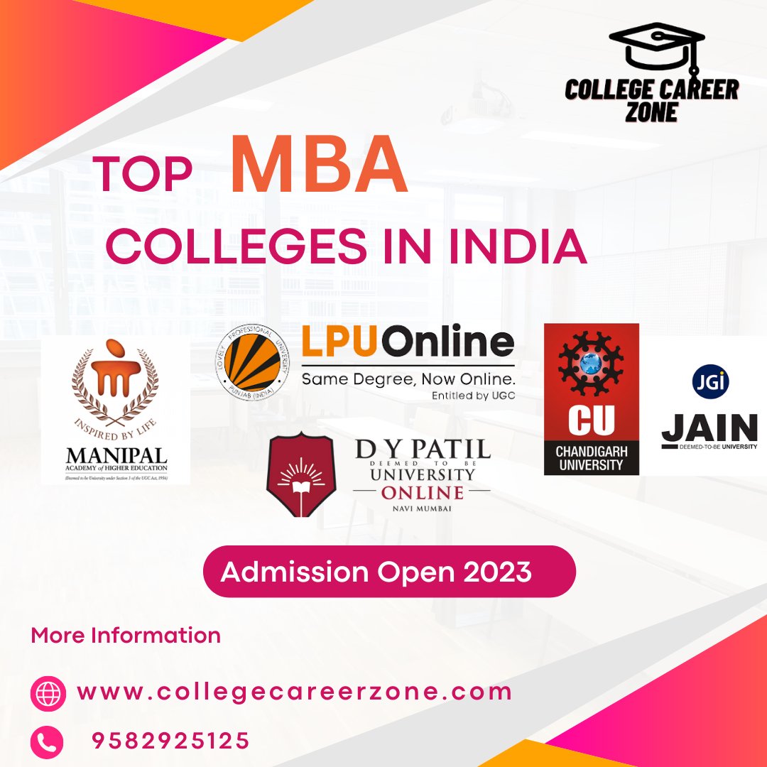 Top MBA College in India.
Click Here :-collegecareerzone.com
You Tube Channel :- youtube.com/channel/UCPwzc…
#onlinedegree #OnlineMBA #Topcolleges  #Courses #MBA #admissionopen2023_2024 #UGC #AICTE #distancelearning #colleges #university #india #LatestUpdate #collegecareerzone