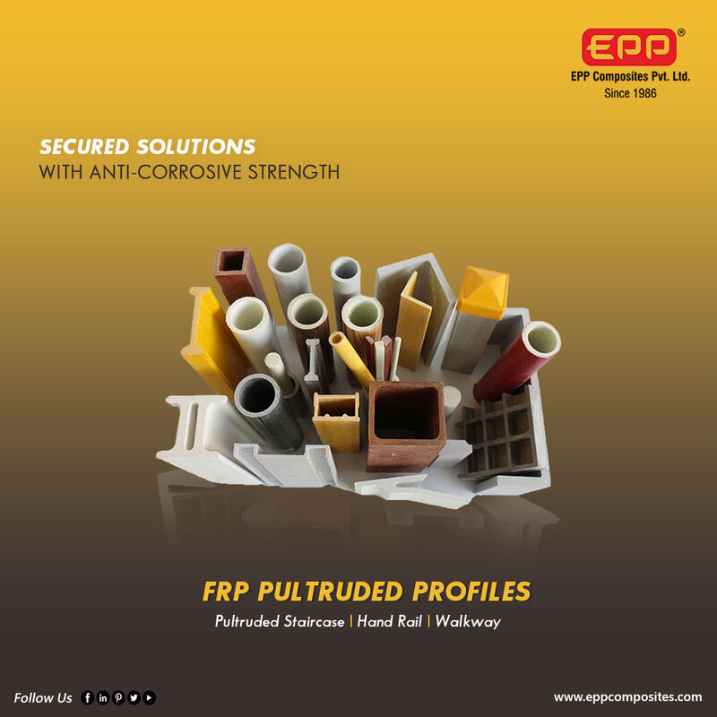 FRP Pultruded Profiles
Secured solutions with anti-corrosive strength

#eppcomposites #pultrudedprofile #staircase #handrail #walkway #exportersindia #frpproducts #frpmanufacturer #coolingtower #watertreatment #causticchlorine  #bromineandbromide #finechemicals #viscosfibre