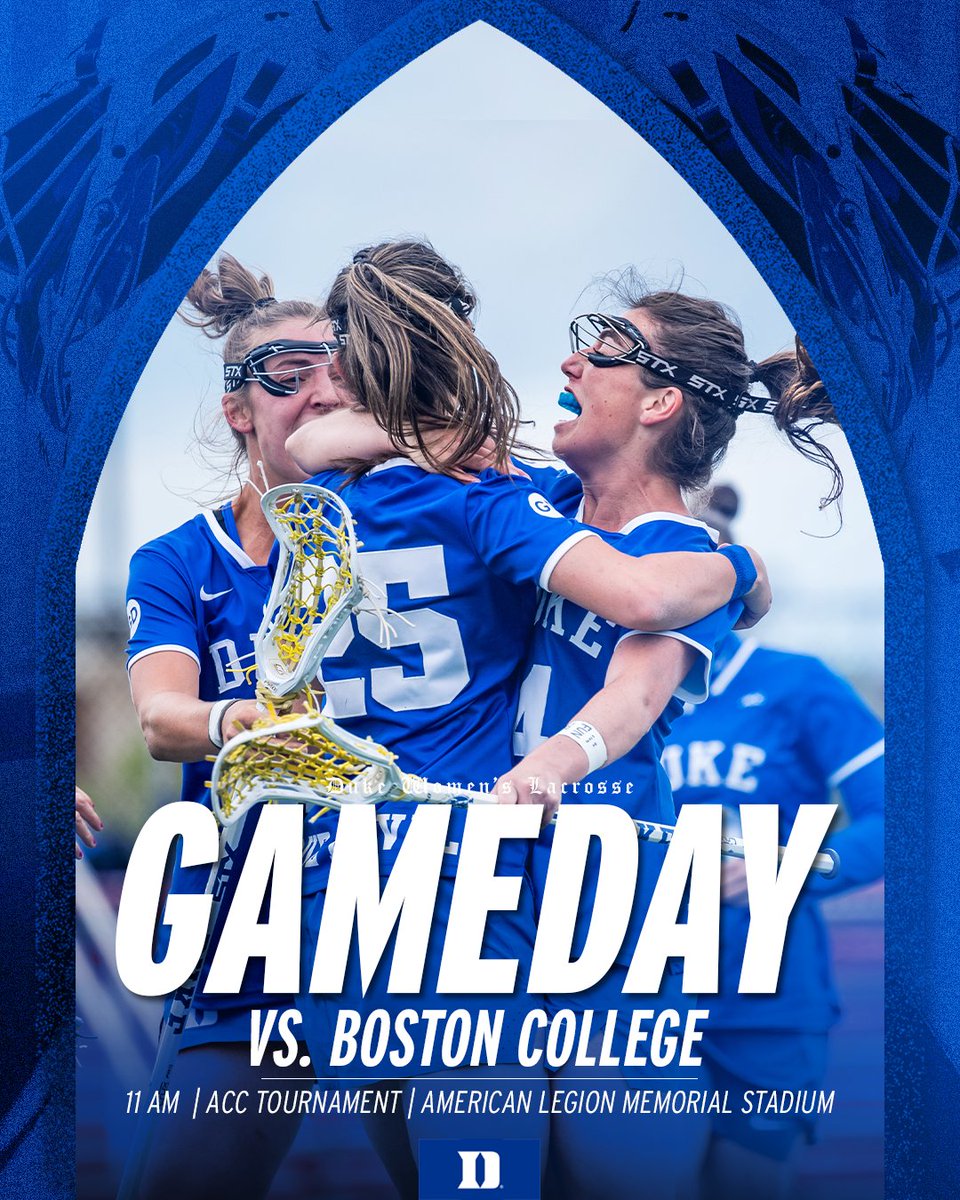 DukeWLAX's tweet photo. ACC quarterfinal gameday 😈

🆚 Boston College 
📍 Charlotte, NC
🏟️ American Legion Memorial Stadium 
📰 https://t.co/a13uzO9QN6
📊 https://t.co/uSgChXy8JN
📺 https://t.co/yg726QuXv8

#GoDuke https://t.co/dNvSonir9r