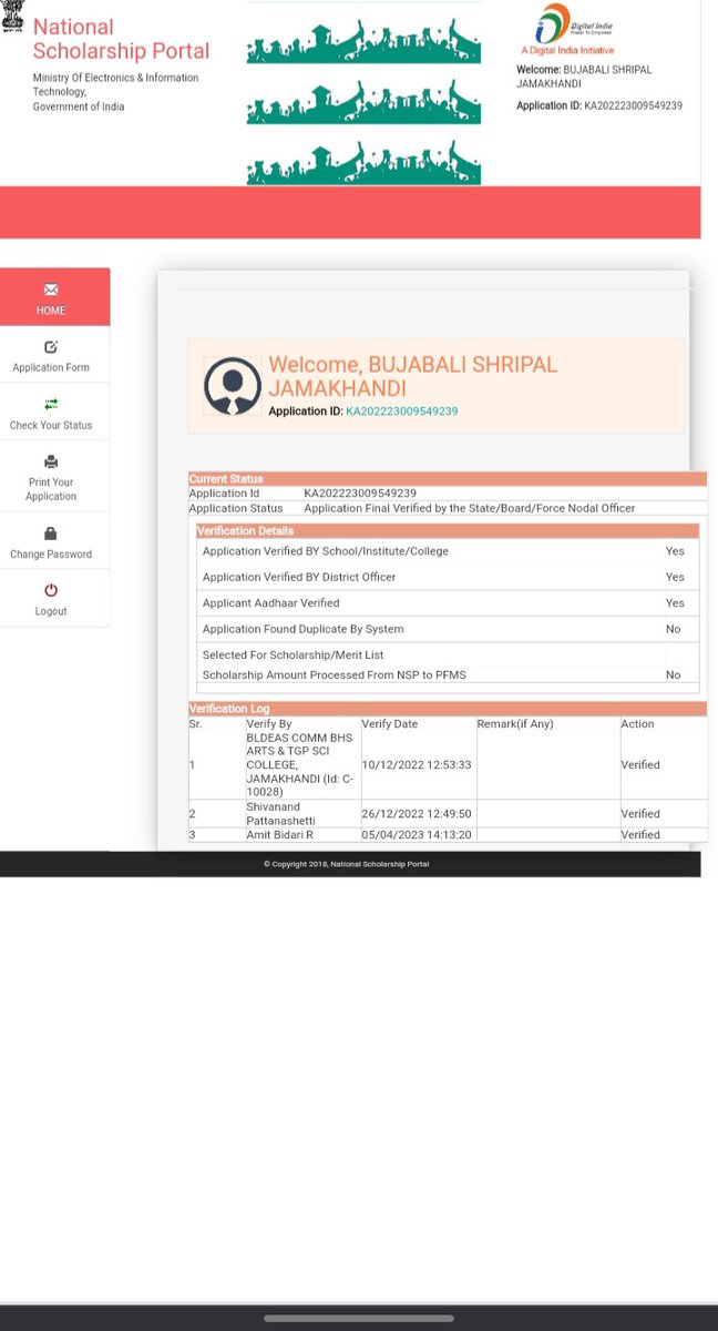 BujabaliJ's tweet photo. @DOMGOK sir,my NSP Application shows application final verified by state/Board/Force nodal officer, when will be amount credited https://t.co/qZqWxn207T