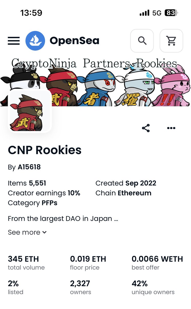 hattan0720's tweet photo. 今日の
#nounishcnp #CNPS #CNPR #CNPReborn
floor（最安購入可能価格）
listチェック　
4月26日

#CNPRookies  0.019eth 
　2%
#CNPReborn 0.0199eth
　2%
#NounishCNP  0.03eth
　1%
#CNPStudents  0.0049eth
　1%

@cnp_ninjadao @CNP_Rookies @Web3Youth @nounishcnp @cnpborn 
#NFT https://t.co/ArgOZsOCMT
