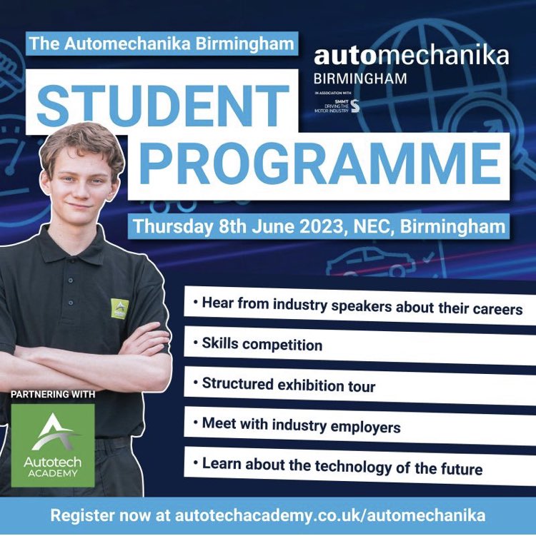 Get your students enrolled today and come along to <a href="/automechanikaUK/">Automechanika UK</a> and join us and <a href="/AutotechTraini1/">Autotech Training</a> to hear more about career opportunities in the automotive industry. #schoolofthought4 #industrydad #careeradvice #jobs #students