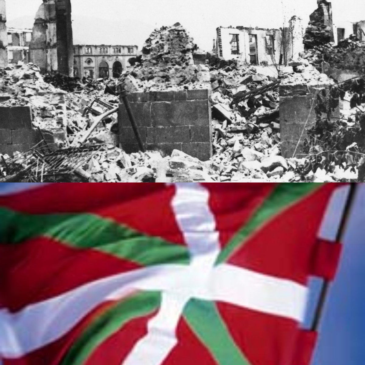 26 avril 1937: bombardement de Guernica par l'aviation de l'Allemagne nazie en soutien à Franco. Plus de 1500 morts, la ville symbole est quasiment détruite...Forte pensée pour le peuple basque. #26aprile #Gernika #Guernica #Espagne #basque @sumar @IzquierdaUnida @Maitemola