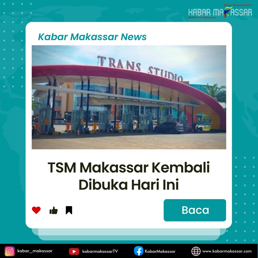 KabarMakassarr's tweet photo. https://t.co/dN5sWul36J 

#kabarmakassar #makassarkekinian #makassar #makassarhits #makassarbosku #makassarinfo #transstudio #tsmmakassar https://t.co/ItJUUmIjhF