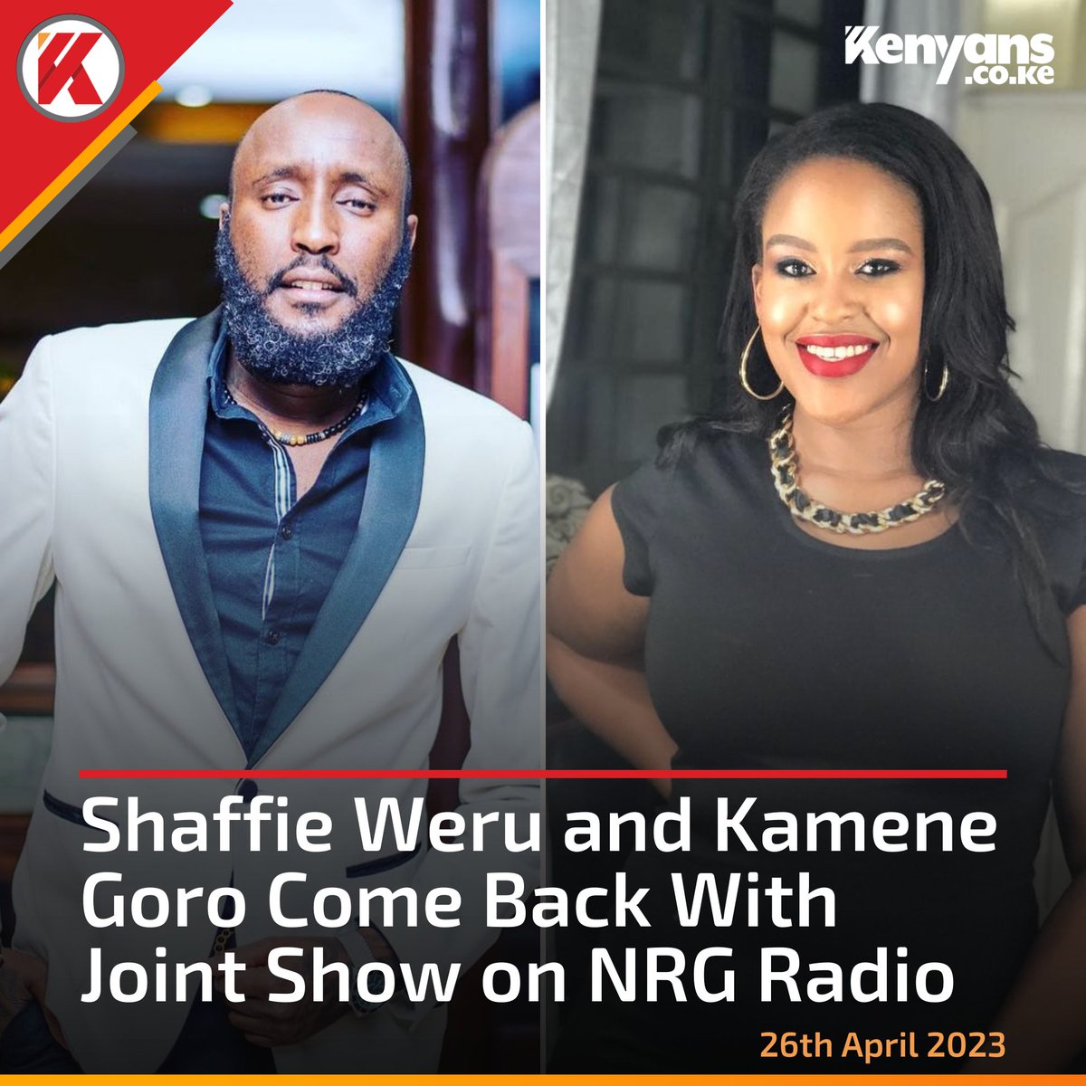 Shaffie Weru and Kamene Goro Come Back With Joint Show on NRG Radio