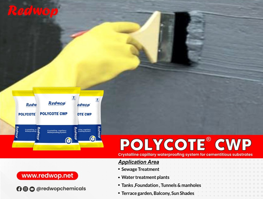 RedwopInfo's tweet image. POLYCOTE CWP
Crystalline Capillary Waterproofing System for Cementitious Substrates
#polycote CWP crystalline capillary waterproofing system contains a proper blend of Portland cement, quartz aggregate, and special chemicals.
#redwop #redwopchemicals  #crystalline #waterproofing
