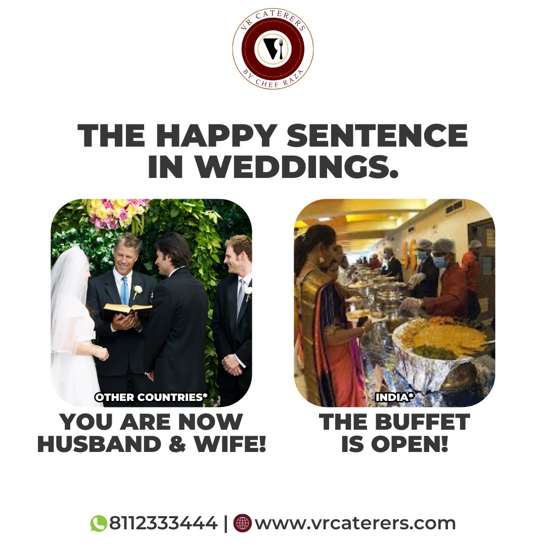VRcaterers's tweet photo. In a country where food is an emotion, especially when it is a wedding, #VRCaterers delivers top-quality catering arrangements.

Call us at 8112333444 for bookings and visit https://t.co/L0K6sO6frc for more information.

#catering #cateringservice #caterers #eventcaterers https://t.co/x6aYrMItXo