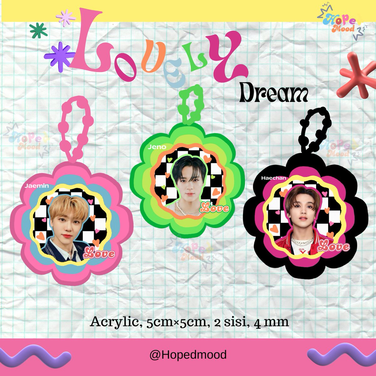 hopedmood's tweet photo. [reshares and likes are very appreciated]
Keychain lovely  B3(Dream ver)💖
☆ Pre-Order {26 april- 2 mei 2023}
🎀
Price: 30k/Ea (DP 20k)
Price custom photo 35k/Ea (DP 25k)
(CAN CUSTOM PHOTO)
🎀🎀

Dm for anything 

#NCT #NCTDREAM #Nctsell #JAJANNCT #keychainNct #kpopfanmade https://t.co/DPDsOScXaY