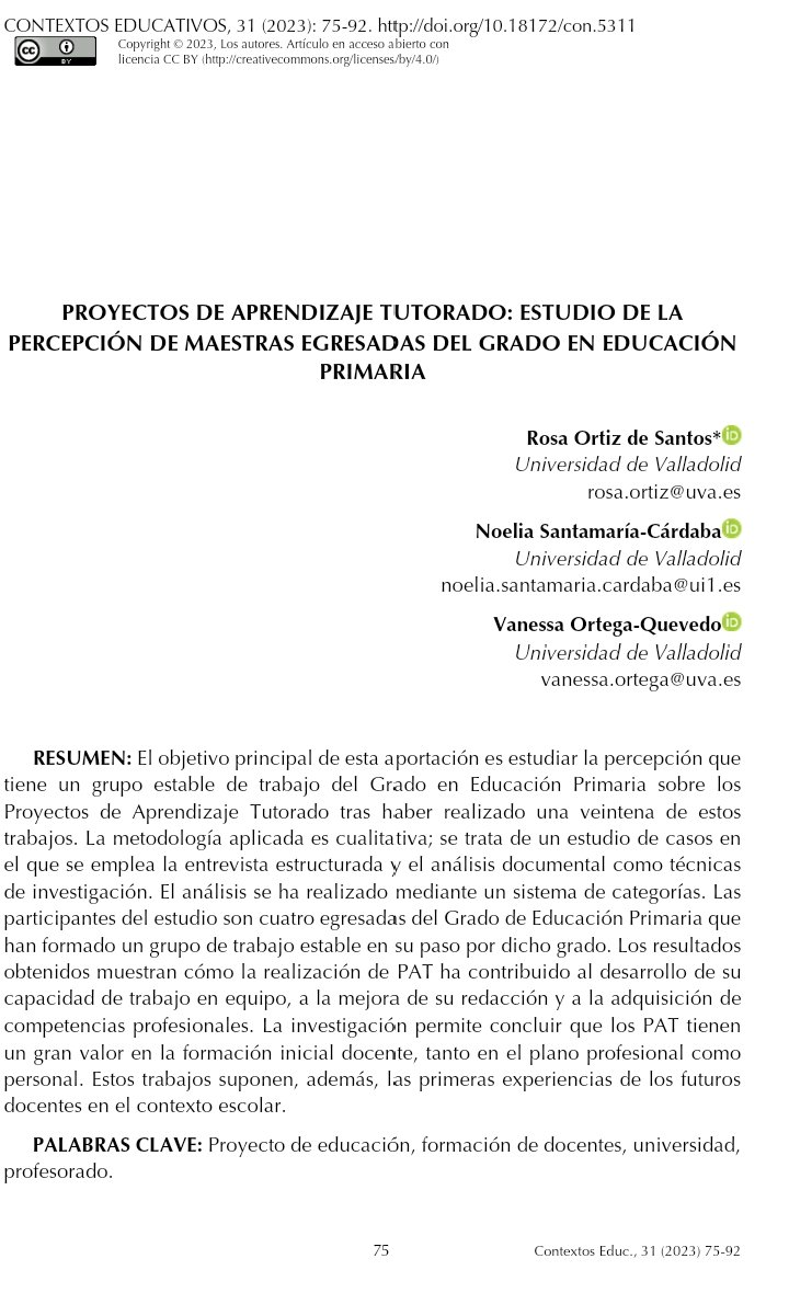 RosaODS's tweet photo. Los Proyectos de Aprendizaje Tutorado tienen un gran valor en la formación inicial del profesorado, pues suponen, en muchos casos, las primeras experiencias de los futuros docentes en el contexto escolar. 👩🏻‍🏫 Texto completo en  https://t.co/aavVbiuFnp @VanessaOrtegaQ @Noelia94s https://t.co/LzdTZ779CV