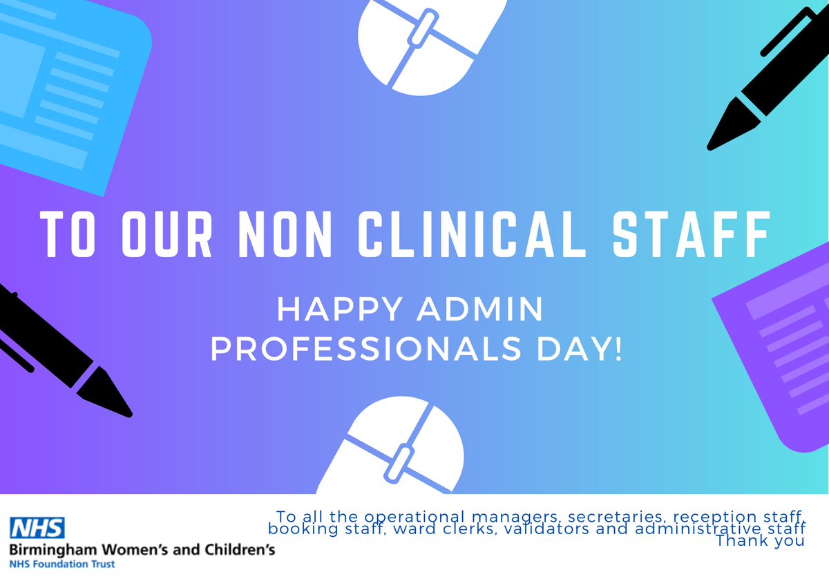 To all my non clinical administrative colleagues in @BWH_NHS @BWC_NHS and the wider NHS. Happy administrative professionals day. To my own team, thank you for all your hard work, you smash it every day @dnathavitharana @Gareth_Stringer #AdministrativeProfessionalsDay