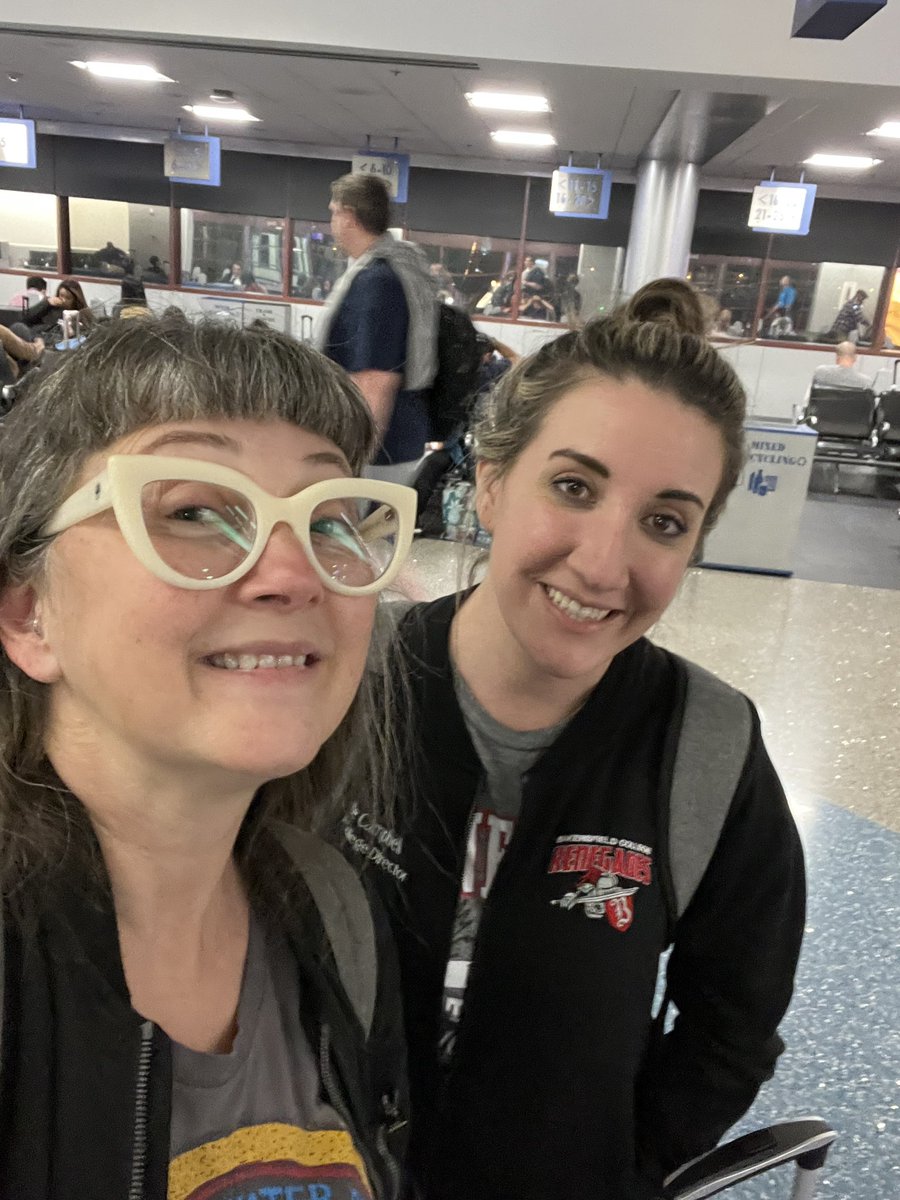 NaomiCastroProf's tweet image. Stuck in Las Vegas with @KylieCampbell90 … feeling a little less chipper than the previous photo lol! 

#tired #NextTimeIDrive