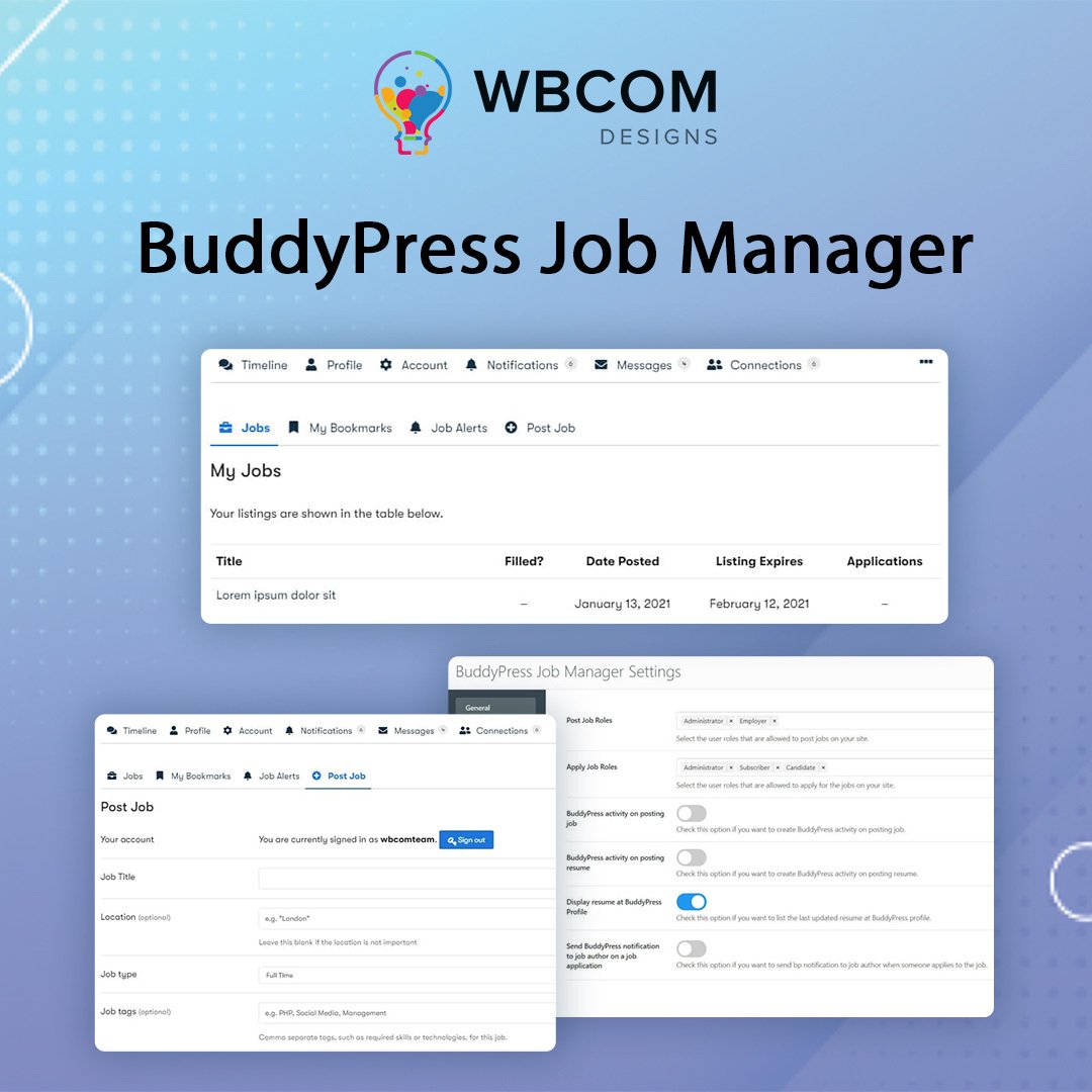 techwizw's tweet image. BuddyPress Job Manager
Incorporates BuddyPress with the WP Job Manager plugin by creating specific tabs in employers’ and candidates’ profiles.
Download now: wbcomdesigns.com/downloads/budd…
#jobmanager #buddypress #buddyboss #buddypressjobmanager #employers #managerplugin