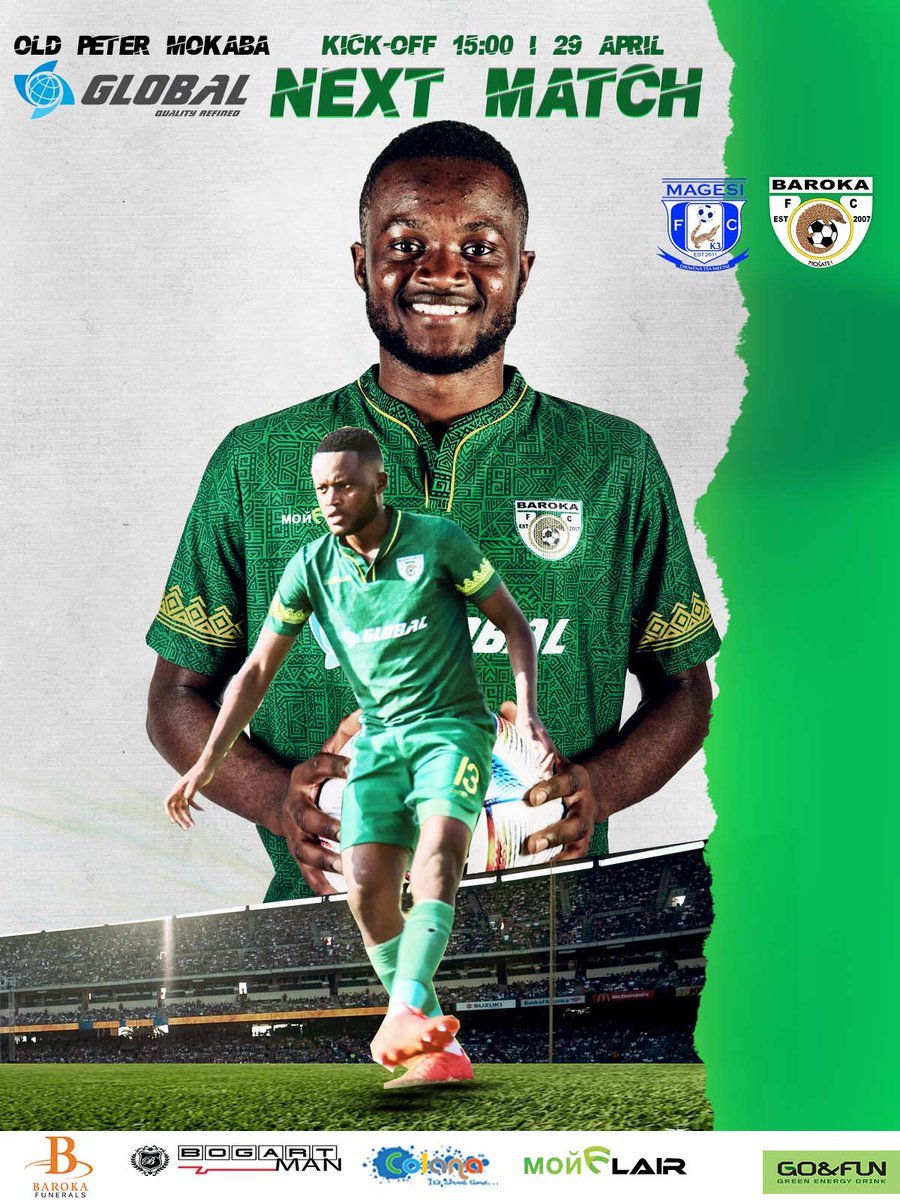Baroka_FC's tweet photo. Next match ⚽⚽⚽⚽
🆚 Magesi fc
🏟️ Old Peter Mokaba Stadium
📅 29 April
⏲️15h00
#lennakemoroka #barokafire #Reabowa
@GlobalOilSA @Monflair_ZA @golimpopo @goandfunsa @BogartManSA @Baroka_Funerals @colana https://t.co/yTgfVb8p4d