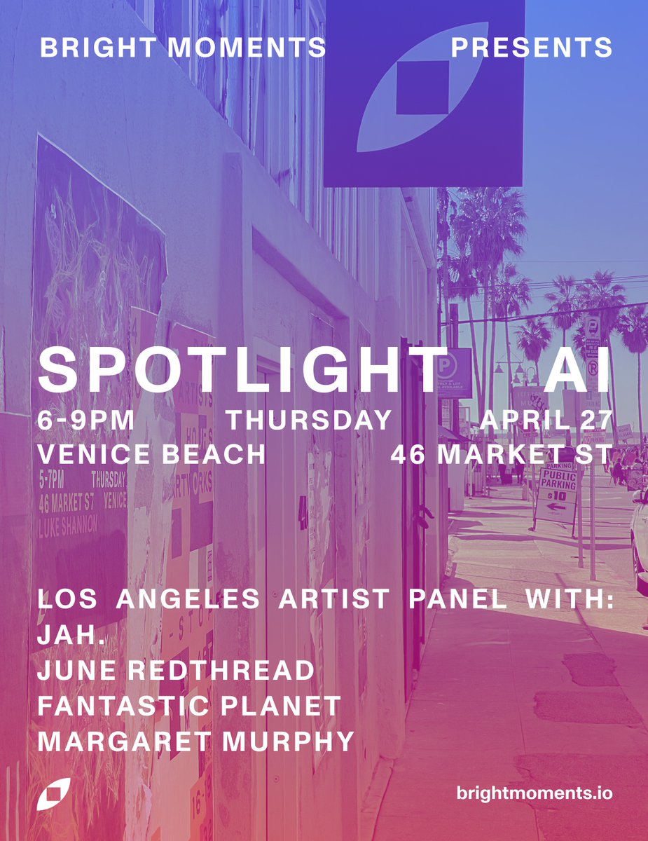 june_redthread's tweet image. If you&apos;re in LA, see you this Thursday!
Only @brtmoments Venice Beach 🌊

I&apos;m super stoked about &quot;SPOTLIGHT AI&quot;
speaking on a panel w/ these amazing creators🔥
@ArtByJah 
@fantasticplanet 
@margaretonline

Special thanks @kristufferwouLd 🫰  

RSVP 🪡
lu.ma/AIvenicebeach