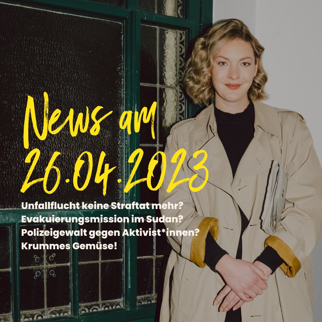 📰𝗡𝗲𝘄𝘀-𝗧𝗵𝗲𝗺𝗲𝗻 𝗮𝗺 𝟮𝟲.𝟬𝟰.𝟮𝟬𝟮𝟯:

👉Unfallflucht bald keine Straftat mehr?

👉 Evakuierungsmission im Sudan?

👉Gewalt gegen Klimaaktivist*innen? 

👉Ist Joe Biden zu alt für neue Kandidatur?

👉Krummes Gemüse kaufen?

open.spotify.com/episode/6kDrxK…

#dieinformantin
