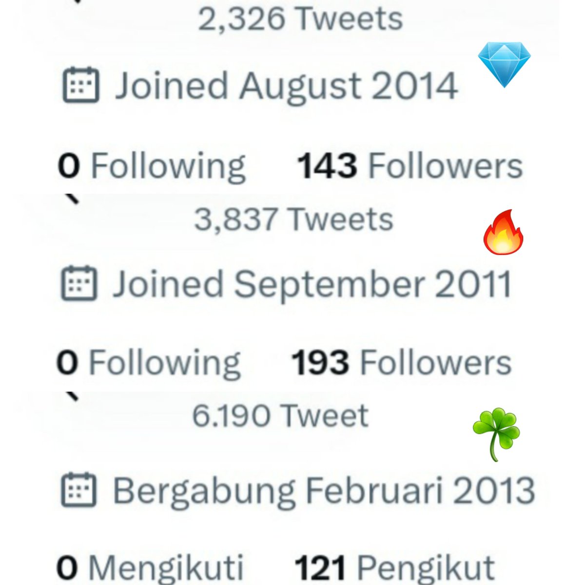 ninssning's tweet photo. Giveaway these inactive accs for RPers only. 𝐑𝐓, 𝐅𝐨𝐥𝐥𝐨𝐰, 𝐑𝐞𝐩 𝐰𝐢𝐭𝐡 𝐞𝐦𝐨𝐭𝐢𝐜𝐨𝐧. @ random, for personal use. Good luck. ♥︎

END May 3rd. https://t.co/YuwlVP54iL