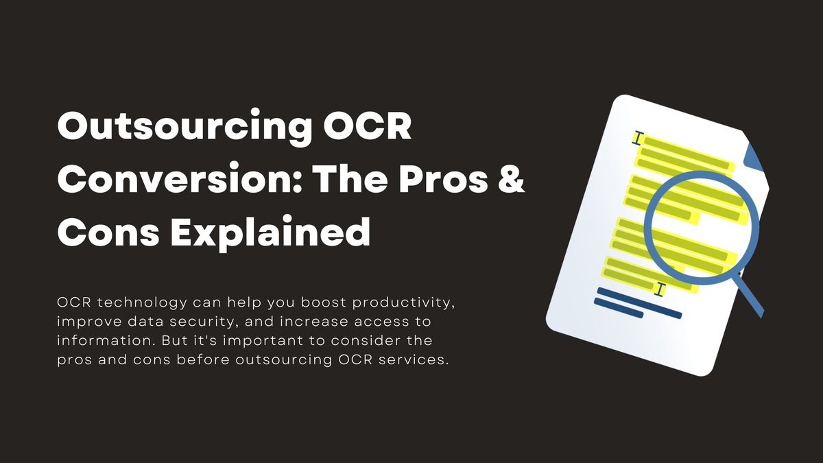 nexgendataentry's tweet image. Considering outsourcing #OCRconversionservice? Discover the pros and cons, and find out how OCR technology can improve data access and security.

👀 Read More: lnkd.in/gz2bt-tD 👈

#nexgendataentry #OCRconversion #ocr #bpo #bposervices #outsourcingservices #bpooutsourcing