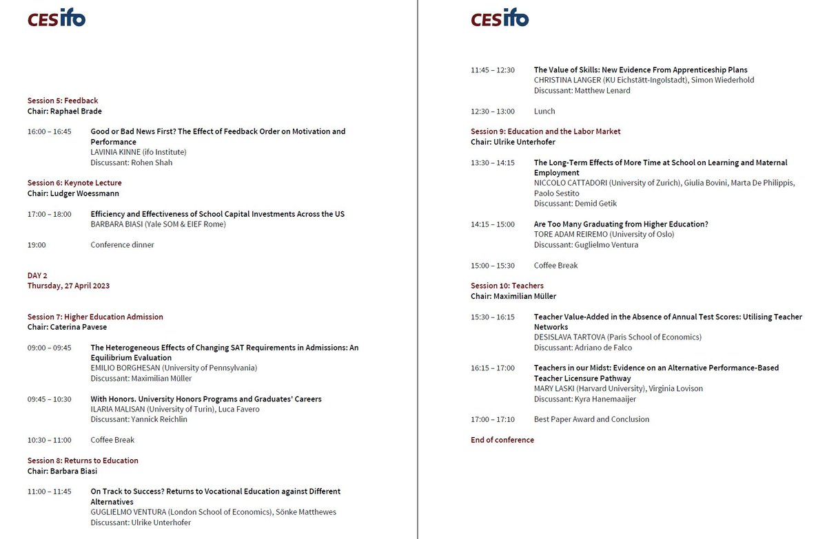 🚀About to start: 1⃣st CESifo / ifo Junior Workshop on the Economics of Education co-organized with @CaterinaPavese1 Keynote @BarbaraBiasi So much looking forward to the presentations and discussions!🤩 cesifo.org/en/event/2023-… @ifo_Institut @CESifoNetwork @ifo_Education