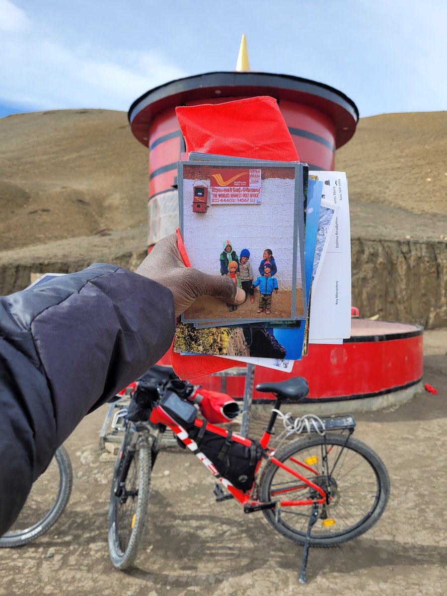 AdventureWorx's tweet photo. There's nothing quite like receiving a handwritten letter from the top of the world. Balaji Suresh & Sundar Yatra cycled to Hikkin Post Office in Himachal, the highest post office in the world & sent us a letter from the top, we were beyond thrilled!
#cyclying #adventureworx https://t.co/DzVoBOfm8C