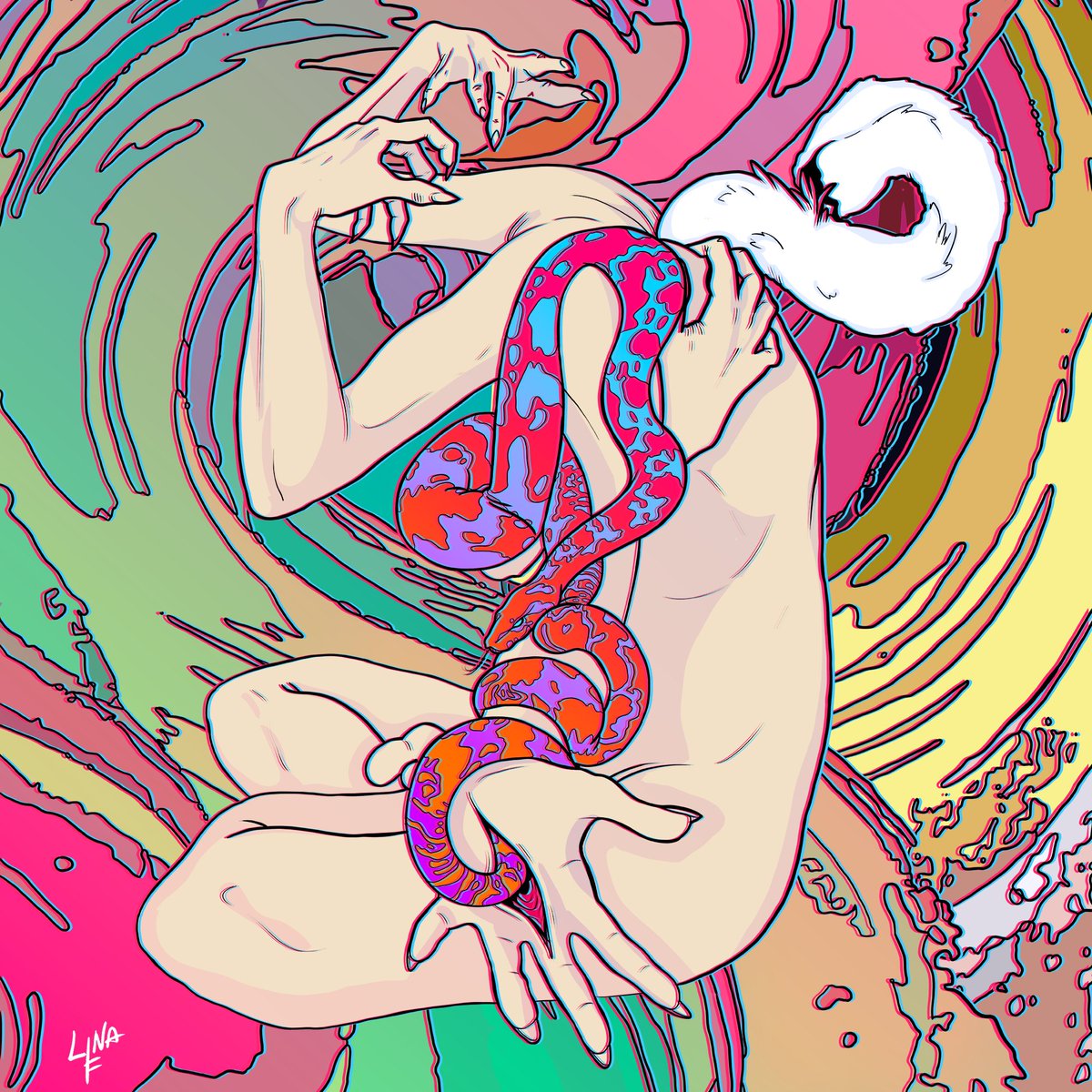 linafluorite's tweet photo. 🌈

#art #digitalart #digitalartist #drawing #painting #digitalpainting #instaart #trippy #pastelneon #artworkoftheday #inspiration #snake #swan #vortex https://t.co/1lYvoUP8xb