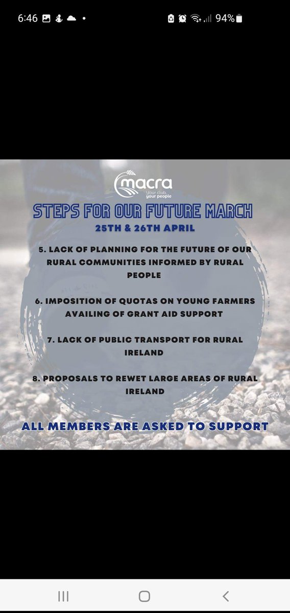 Unfortunately I cudnt make it myself , but id like to wish my fellow macra members the best , in there walk , that started yesterday evening from Athy to Government Buildings in Dublin to deliver aome very important messages.  

@MacranaFeirme #StepsForOurFuture