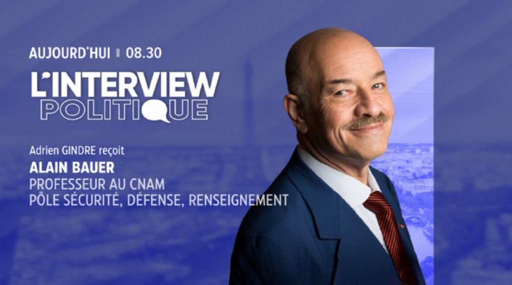 JohannFourmond's tweet photo. [#ComPol #Securité #InterviewPolitique #LCI #La26]

Alain Bauer, professeur au @LeCnam, pôle sécurité, défense, renseignement, et proche de Manuel #Valls, est l'invité d'Adrien Gindre @agindre à partir de 8h30 sur @LCI  dans #LesMatinsLCI. https://t.co/UWVwsBLejA