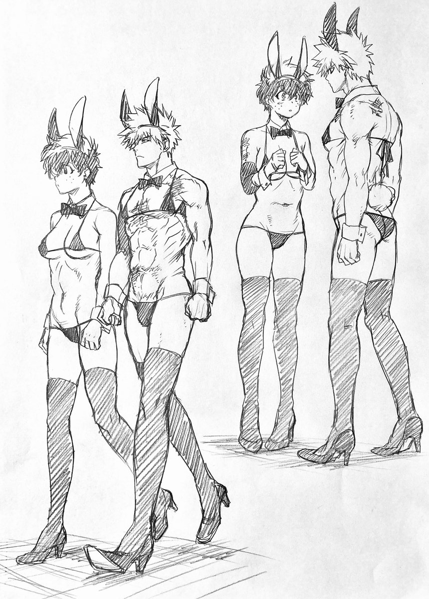 ラフ描き、👙🐇💥&👙🐇🥦(♀)  何の任務に当たっているのか…?