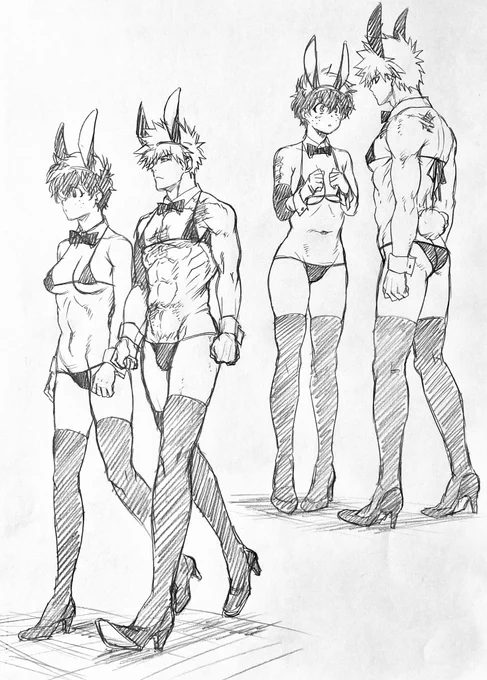 ラフ描き、👙🐇💥&👙🐇🥦(♀)  何の任務に当たっているのか…?