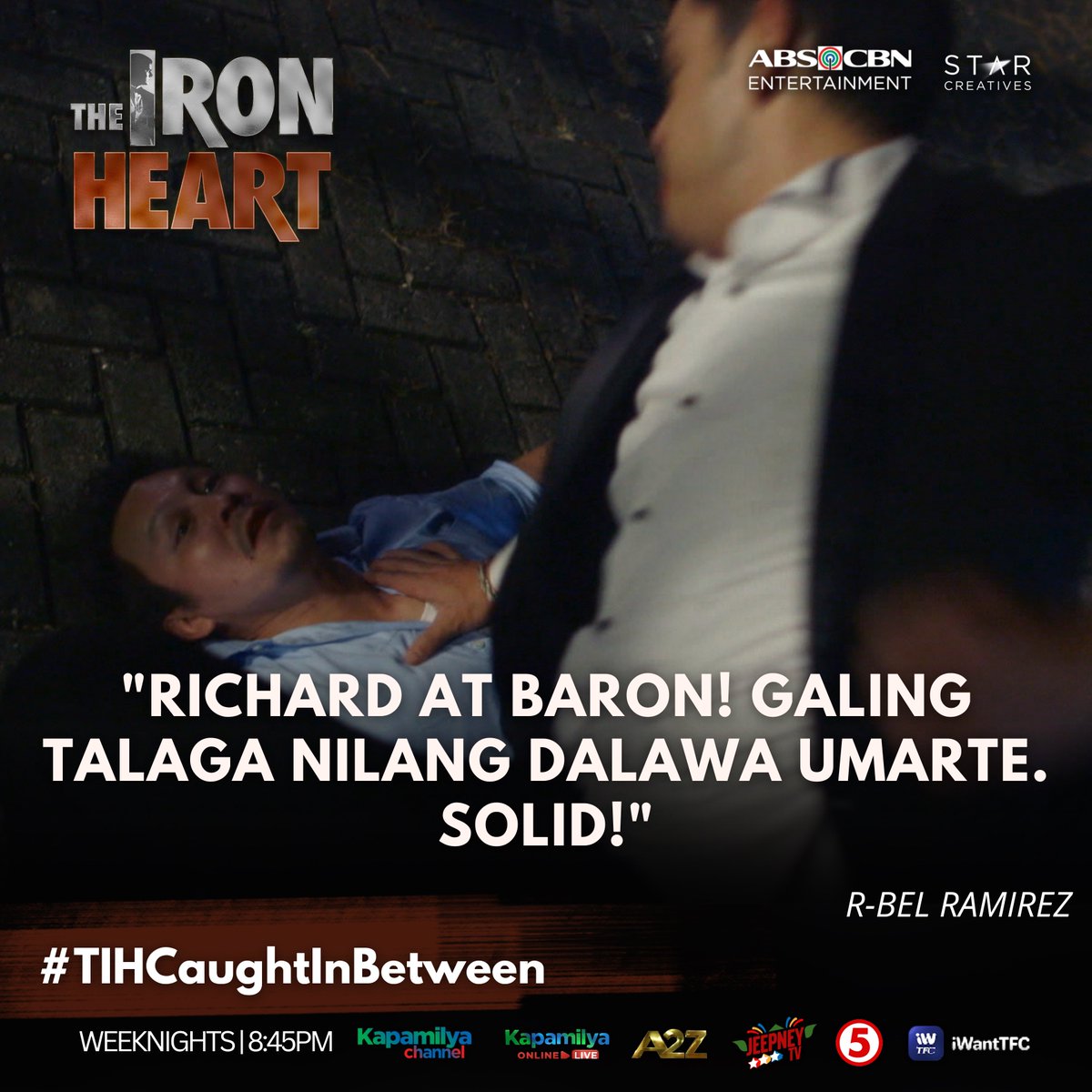 StarCreativesTV's tweet photo. SOLID ang naging reaksyon ng mga Kapamilya sa BAKBAKAN kagabi sa #TIHCaughtInBetween 😲

TUMUTOK lang sa paparating na episodes! Weeknights at 8:45PM! 🦾🔥 https://t.co/yWldRWpo0h