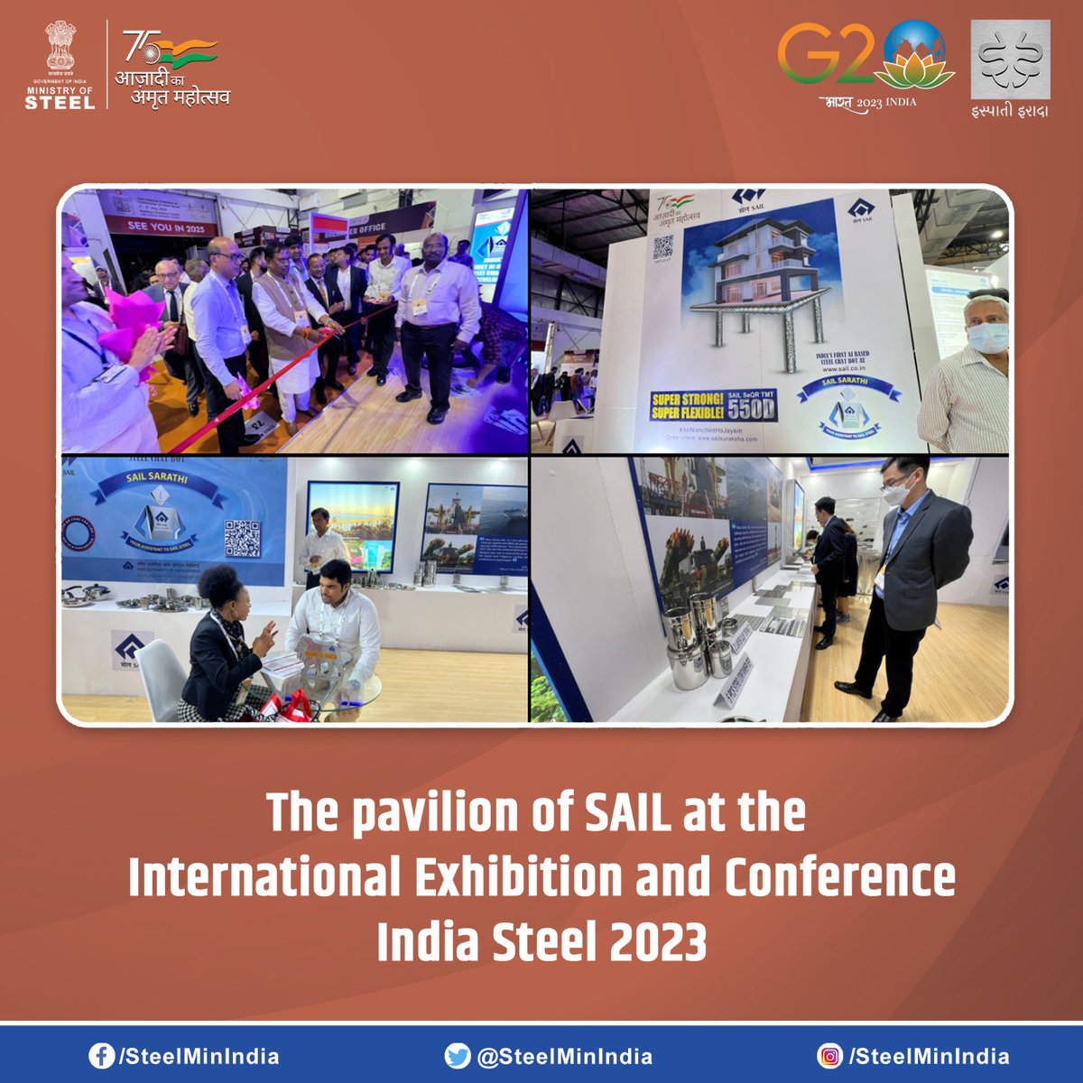 SteelMinIndia's tweet image. Check out SAIL's pavilion at the India Steel 2023 International Exhibition and Conference! 

#IndiaSteelExpo #IndiaSteel2023 #Exhibition #Conference #SAIL #SAILsteel 
@SAILsteel @indiasteelexpo