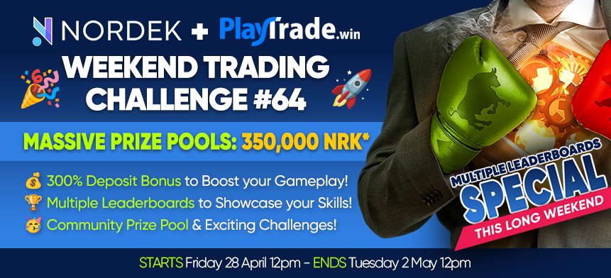 PlayTradeWinHQ's tweet photo. 🚀 Attention Trading Legends! 
Get ready for the ultimate trading challenge this long weekend!🔥

🎉 We proudly present the Nordek 4 Day - PLAY, TRADE &amp; WIN Challenge #64!

🎁 This is your chance to explore our unique 'TRADING GAMES' platform and take home incredible prizes! https://t.co/eiliQsHz7l