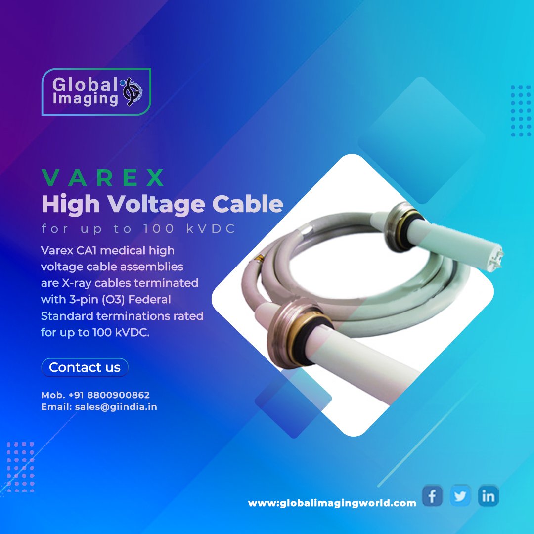 OfficialGIW's tweet photo. Varex CA1 medical high voltage cable assemblies are X-ray cables terminated with 3-pin (O3) Federal Standard terminations rated for up to 100 kVDC.

For More: https://t.co/84rD2u8UkL
#globalimagingworld #medicalsales #radiology #medicaldevicesales #aheadofthecurve #xrayimaging https://t.co/pLVQcuKyBf