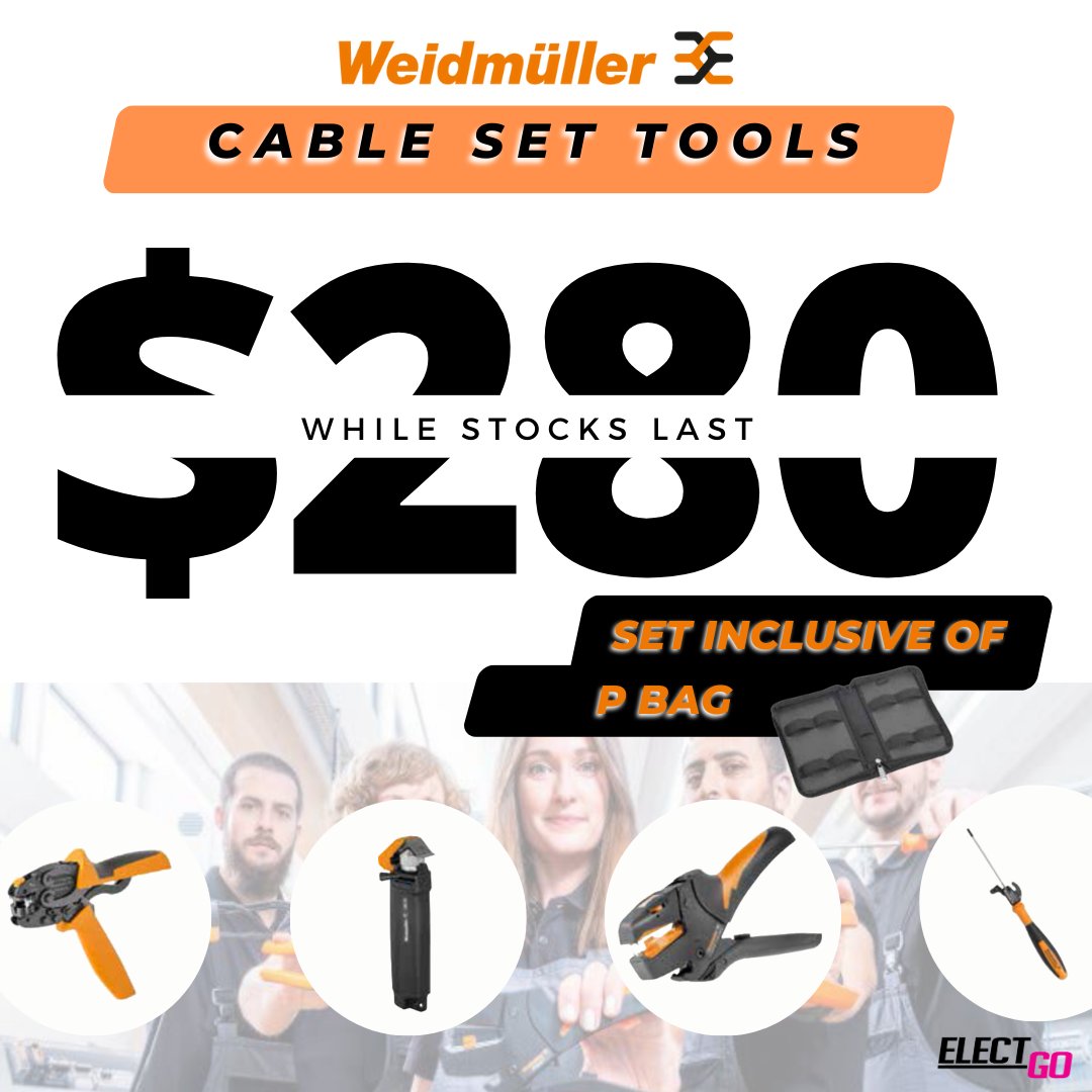 electgosg's tweet photo. #Weidmuller Cable tool set is now available for just $280, giving you the professional-grade tools you need at a price you can afford : https://t.co/paoRSZOofN

Don't miss out additional 10% off all Weidmuller's product, with no min. spending! 

#ElectGo https://t.co/K84s7pPbcq