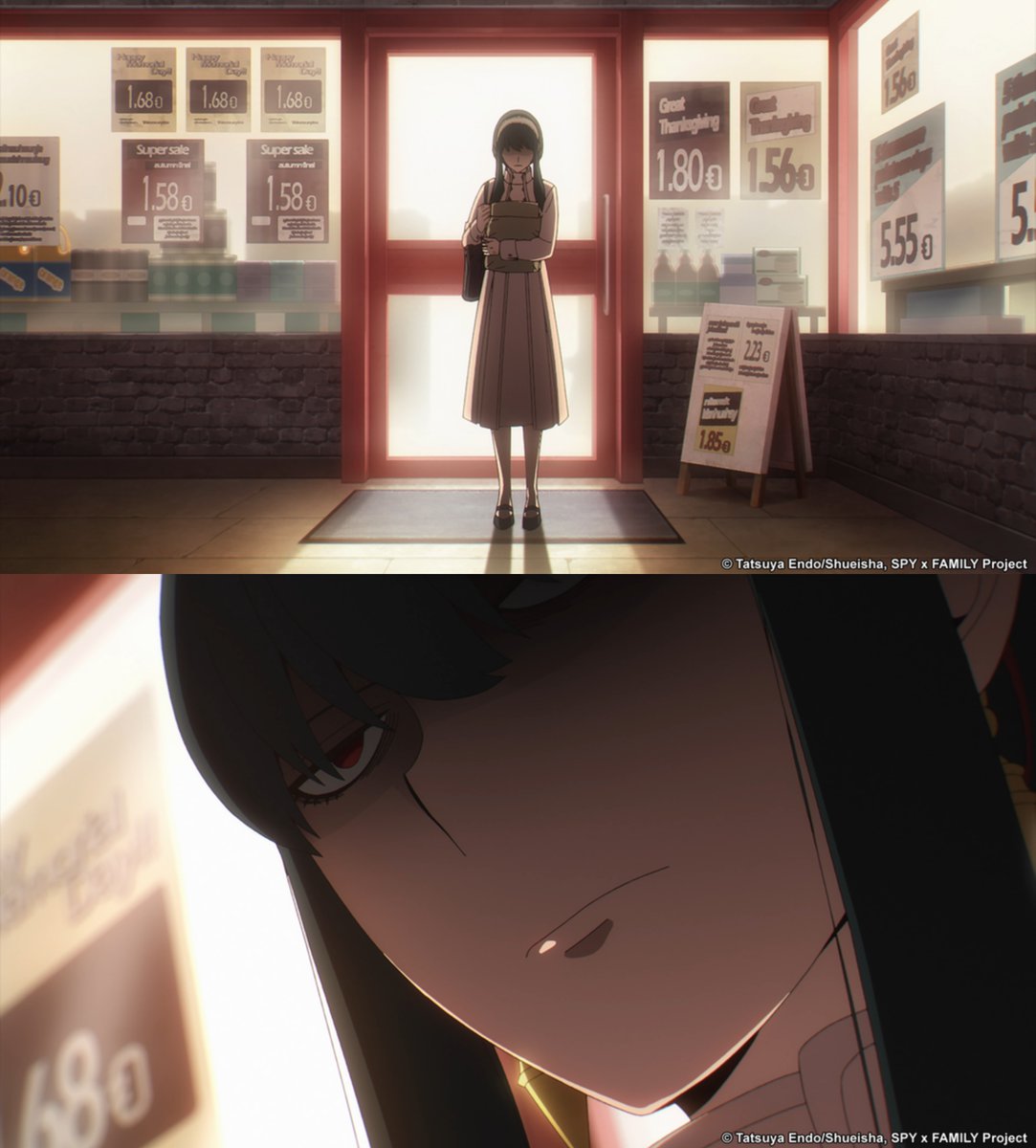 Crunchyroll's tweet photo. Yor takes grocery shopping very seriously. (via @spyfamily_en) https://t.co/lTEXDVOO2o