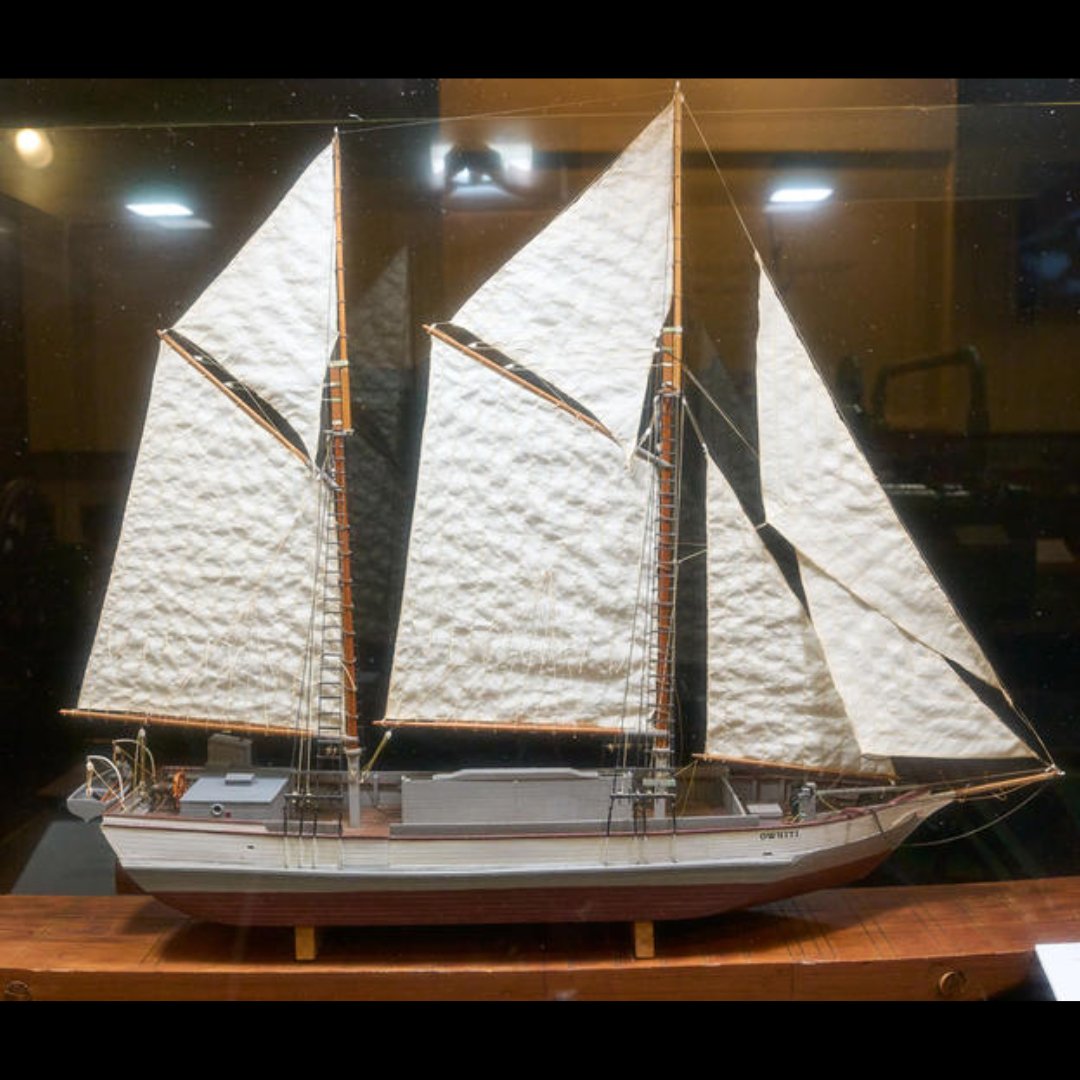 nz_maritime's tweet photo. Did you know the design of the museum's own scow, TED ASHBY, was based on ketch-rigged scow OWHITI? This striking piece is the work of late modelmaker Cliff Hawkins. Visit #CollectionsOnline https://t.co/aZkoRxYjzN for more. NZMM 2004.284.1 https://t.co/KRh5DAJAzZ