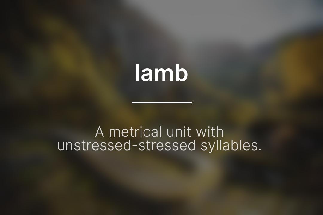 DailyDefPost's tweet image. Iamb: A metrical unit with unstressed-stressed syllables.

#Iamb #WordOfTheDay #DailyDefinition