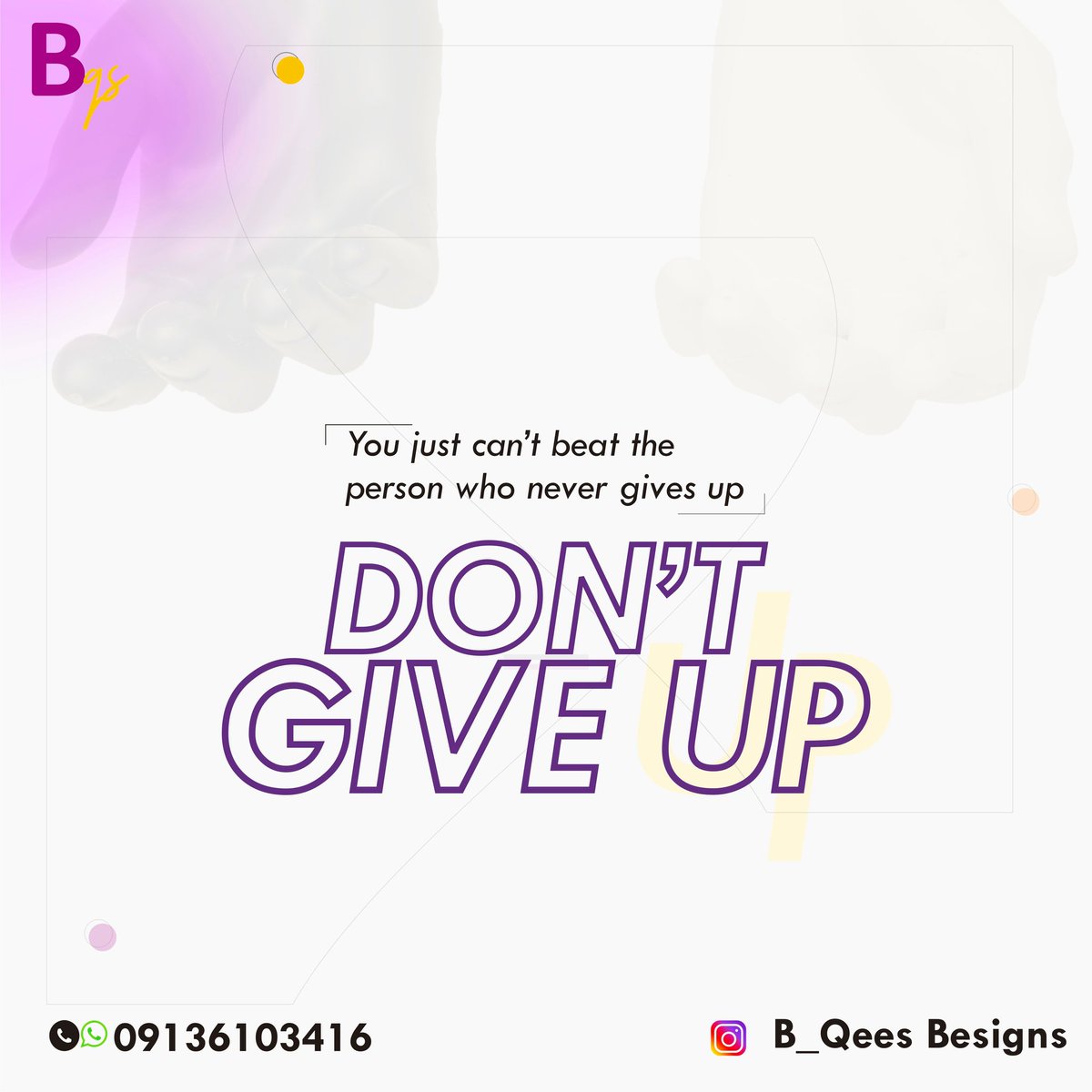 Why start, when you're going to give up so easily? It's another beautiful day to make things right. Keep the vibes positive and make your day productive as much as possible!!#wednesdayquotes #dontgiveup #positivevibes #creativeart #graphicdesign #beboldbecreativebeyou #LogoDesign