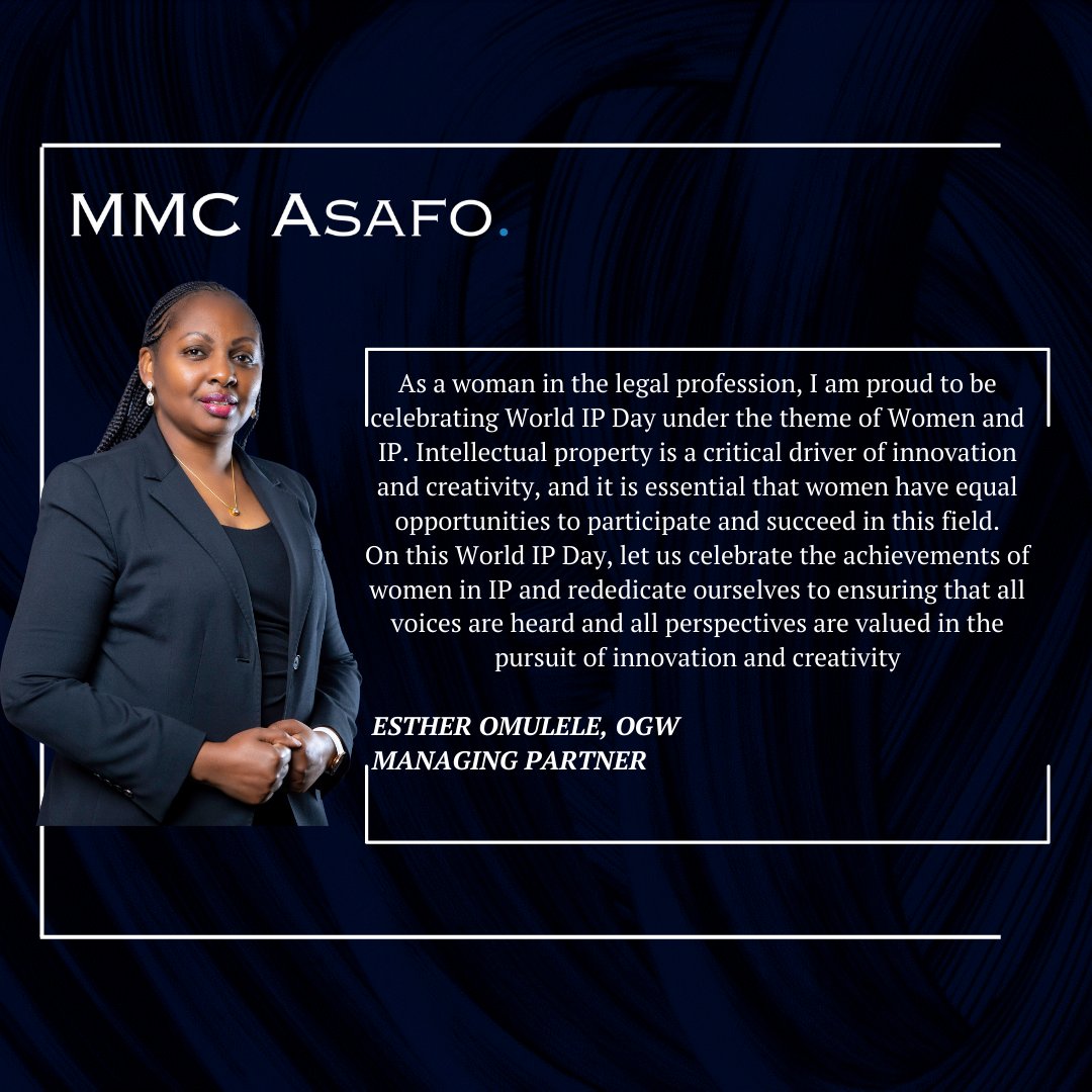 Our Managing Partner, Esther Omulele (<a href="/eomulele/">Esther Omulele, OGW</a>) joins the world in celebrating World IP Day. She lends her voice in advocating for more inclusion of women in IP.

#WorldIPDay #WorldIPDay2023 #WomenInIP