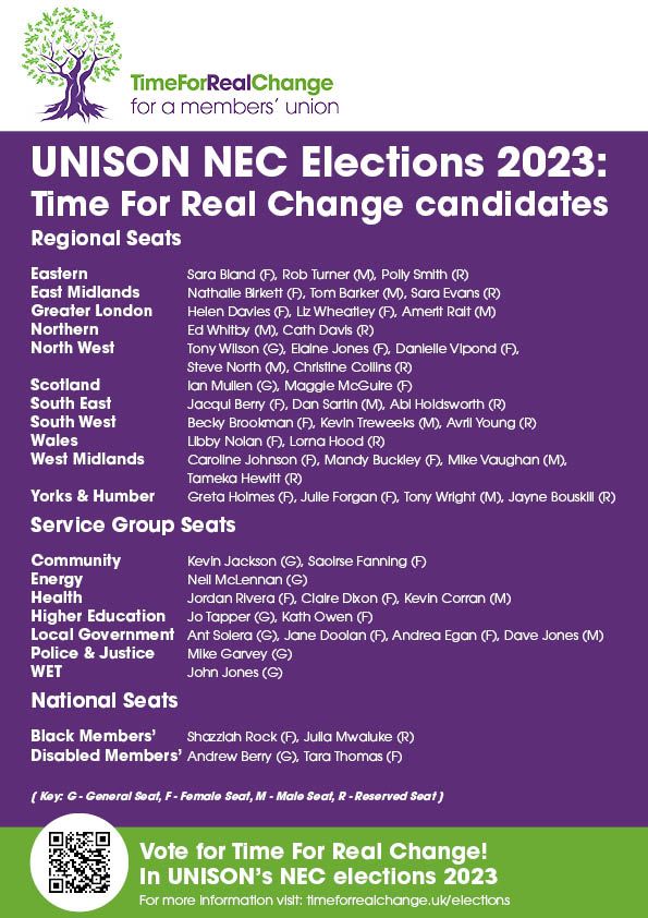 JonesWintersong's tweet image. For an NEC vote for the candidates who will deliver real improvements for members. #timeforrealchange