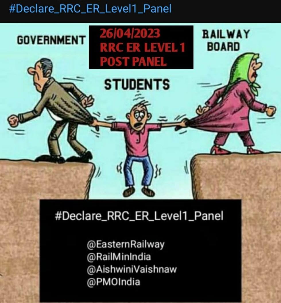 UttamBe18459969's tweet photo. #Declare_RRC_ER_Level1_Panel
something sir for our situation please declare panel eastern railway @AshwiniVaishnaw 
@EasternRailway 
@PMOIndia 
@RailMinIndia 
@narendramodi https://t.co/8EH1Kp6biq