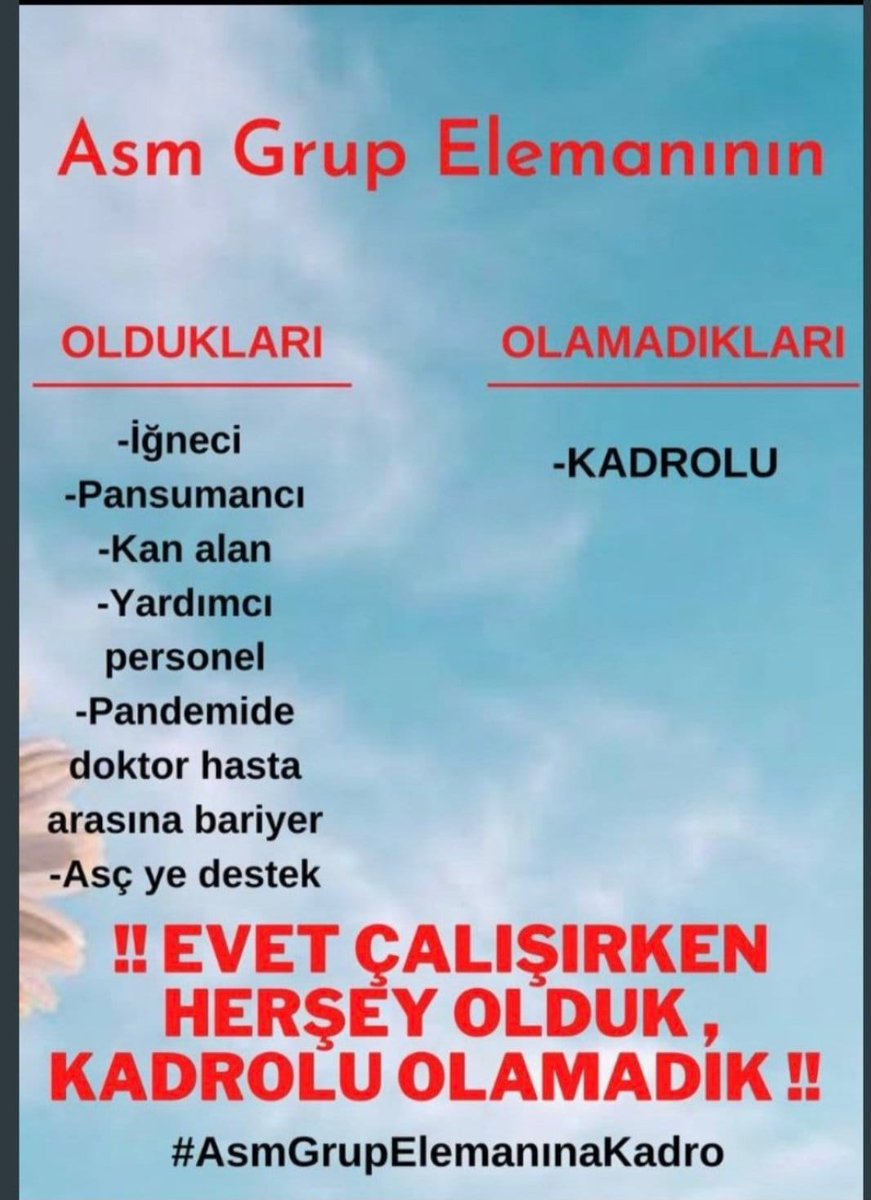 burcu_uzunbacak's tweet photo. @vedatbilgn @RTErdogan Sevdası olduğu Türkiye'miz için tüm gücüyle mücadele eden, mücadelesiyle tüm zorda olanların duasını alan cumhurbaşkanımız öncelikle geçmiş olsun. Ve biz #AsmGrupElemanınaKadro ASM grup elemanlarını da müjdelendirin. 
@drfahrettinkoca @RTErdogan #ZamGeldi https://t.co/73IPwKrl6c