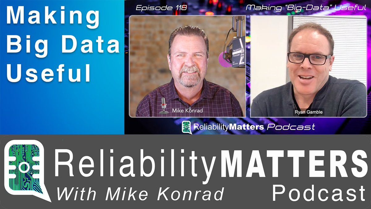 AqueousTech's tweet photo. On this episode of the Reliability Matters Podcast:
Episode 118: Making "Big Data" Useful with Intraratio's Ryan Gamble.

https://t.co/pw1FCTdXve https://t.co/fVJ0FIvcge